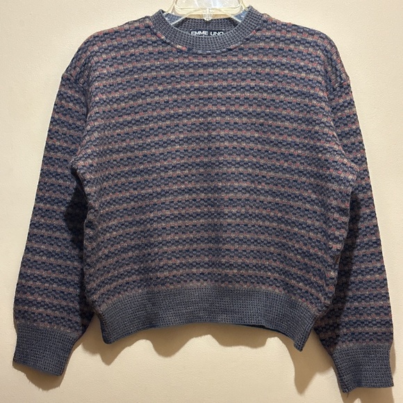 EMME UNO Italian yarn men sweater merino wool blend long sleeve